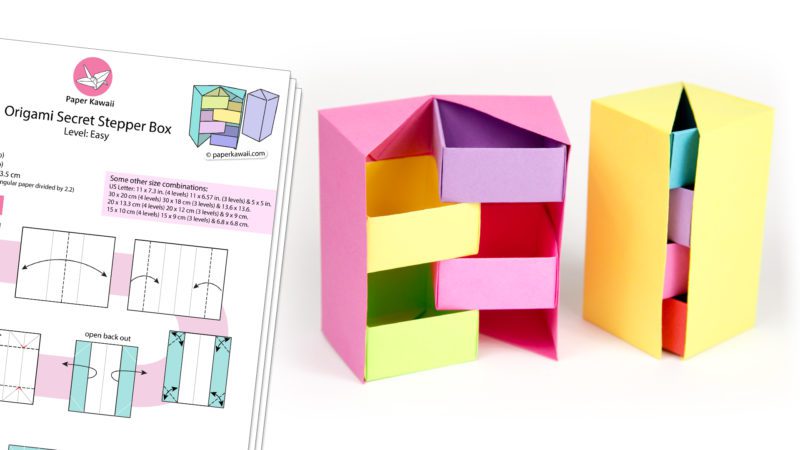 Origami Secret Stepper Box Diagram Paper Kawaii 00 1 800x450