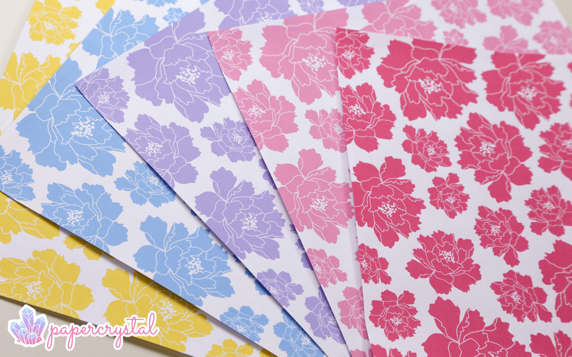 Peony Pattern Printable Origami Papers - Paper Kawaii Shop