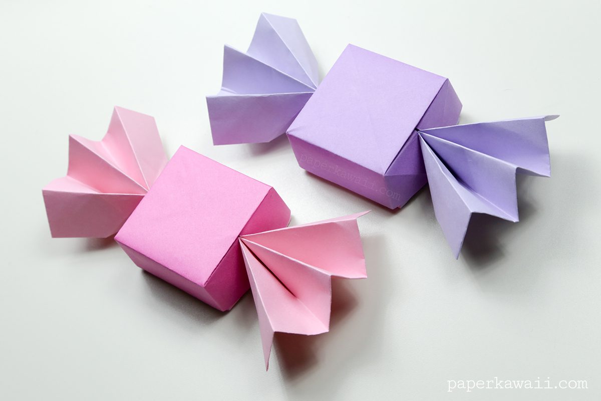 Sweet Origami Candy Box - Video Tutorial - Paper Kawaii - #origami #candy #box #diy #crafts #cute #kawaii