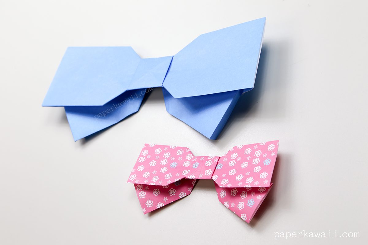 Origami Bow Instructions - Layed Effect - Paper Kawaii - #origami #paper #cute #bow #crafts #diy #instructions