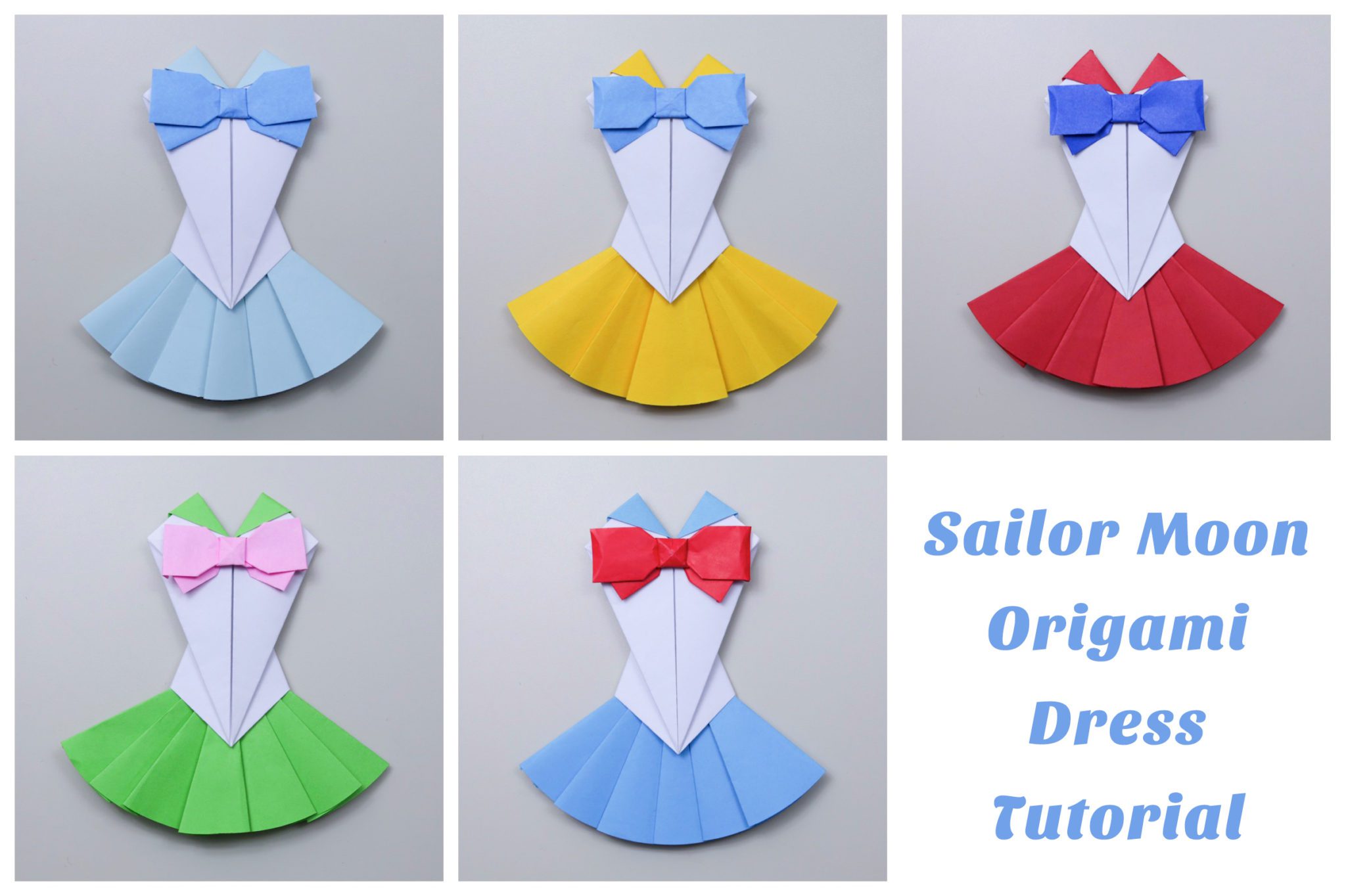 Origami Sailor Moon Dress with Bow Instructions - Layed Effect - Paper Kawaii - #origami #paper #cute #bow #crafts #diy #instructions