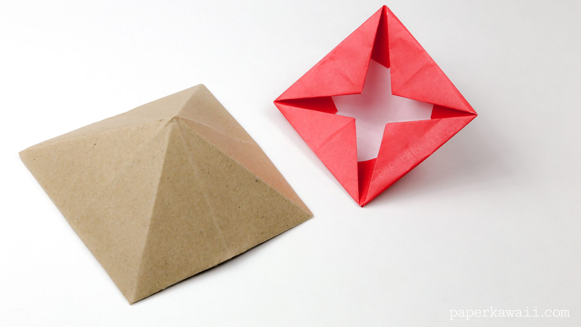 origami square pyramid house box tutorial #origami #house #box #diy