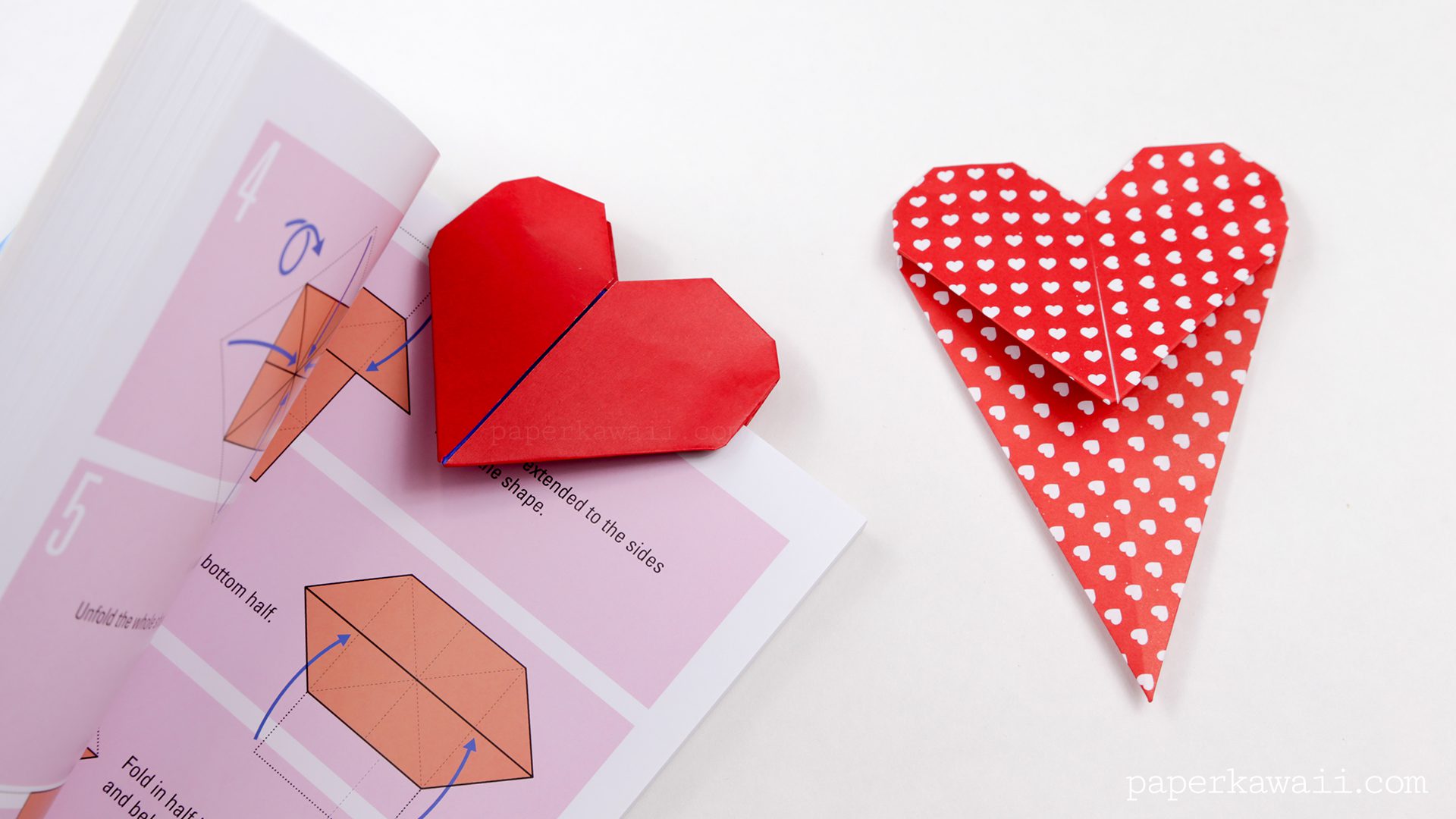 Origami Heart Bookmark Instructions Paper Kawaii