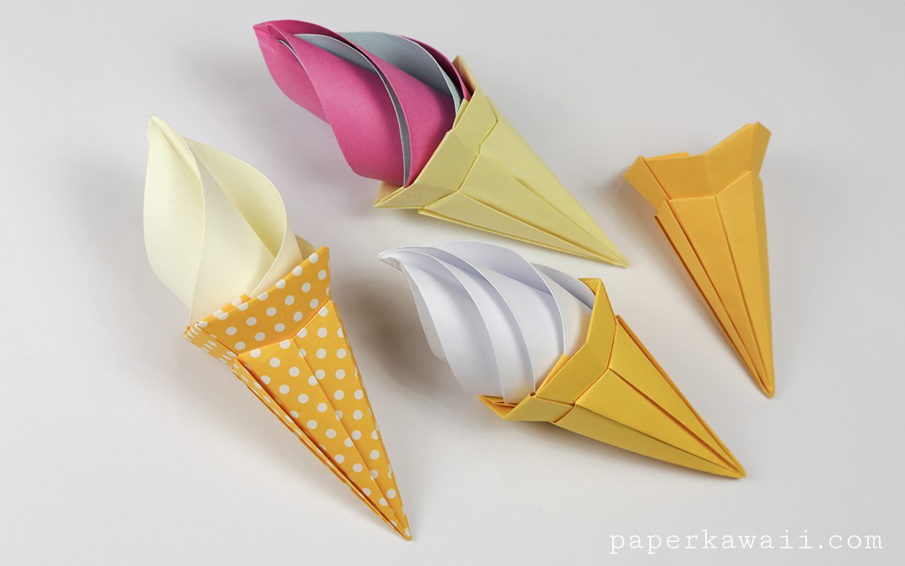 Origami Ice Cream Cone Instructions - Paper Kawaii