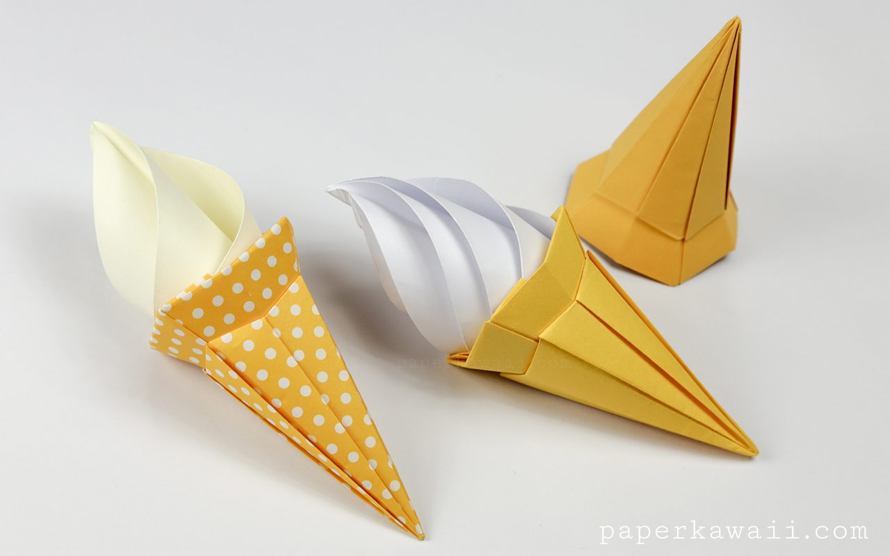 Origami Ice Cream Cone Instructions - Paper Kawaii