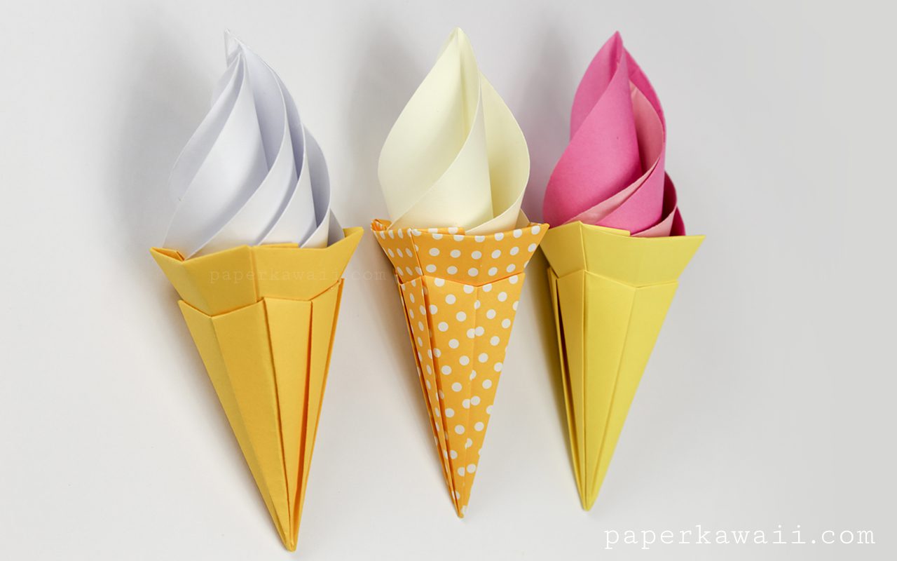 Origami Ice Cream Cone Instructions - Paper Kawaii