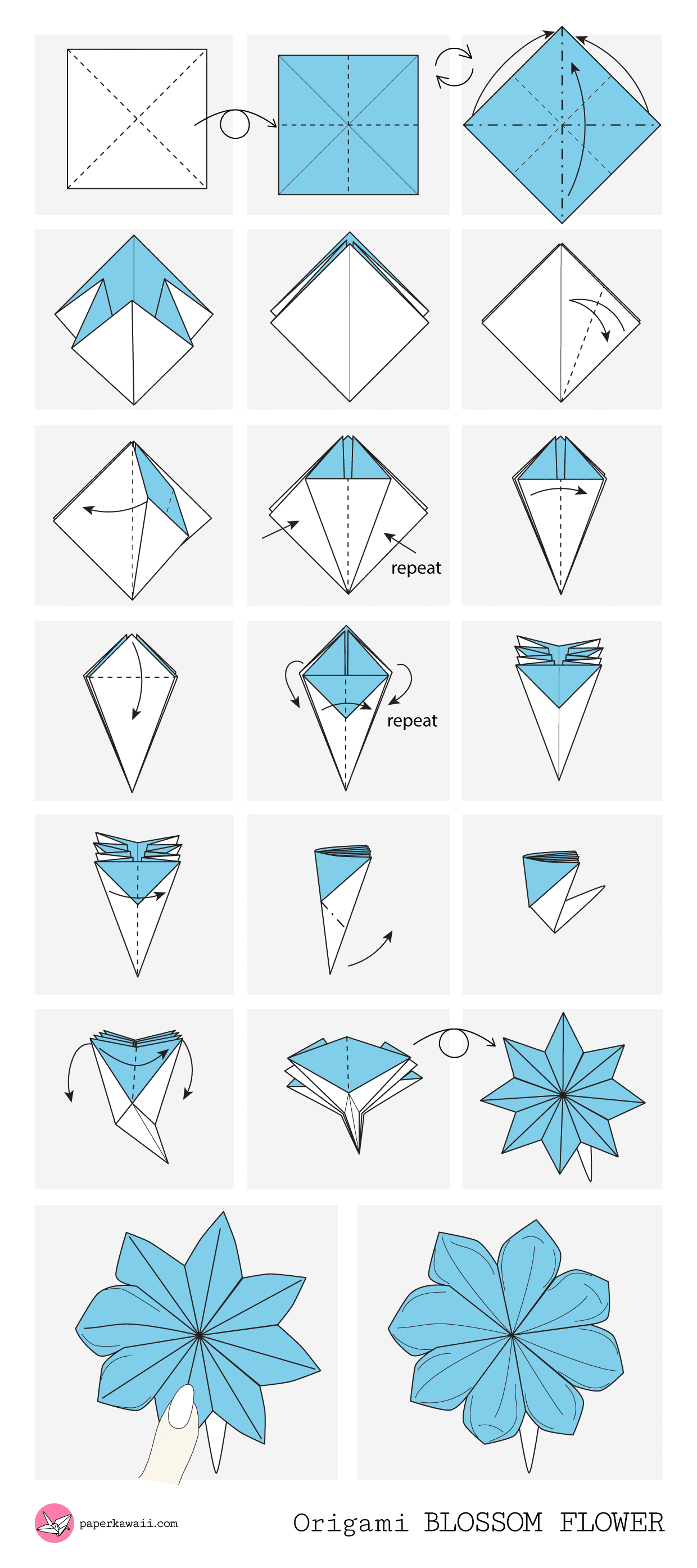 Origami Mini Book Diagram - Paper Kawaii Shop