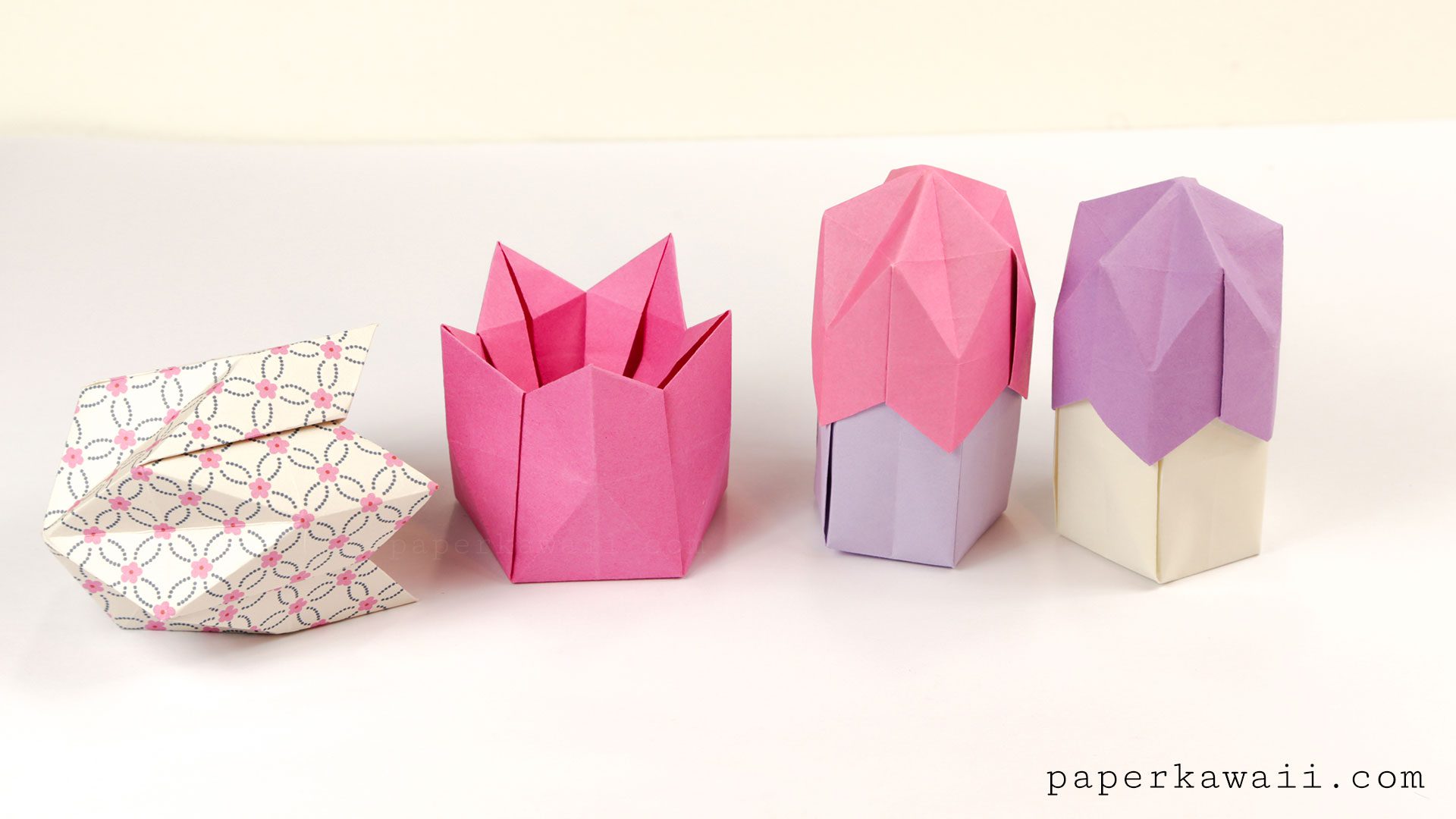 origami pentagonal box lid variations