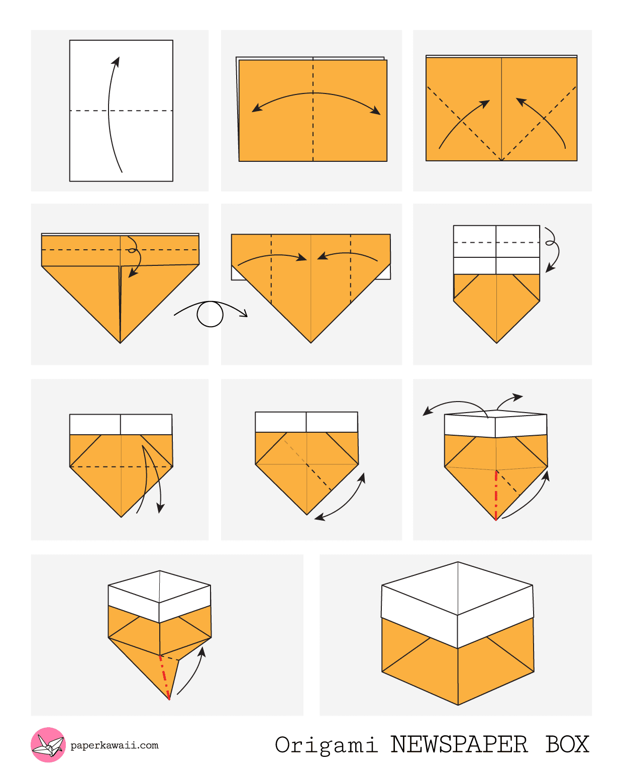 Origami Newspaper Box Diagram
