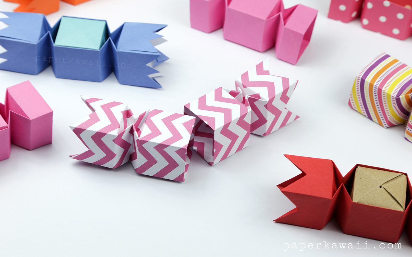 Square Origami Candy Boxes Closeup