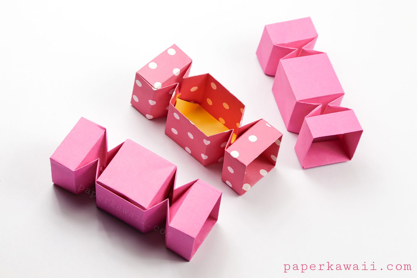 Square Origami Candy Boxes Short Pink