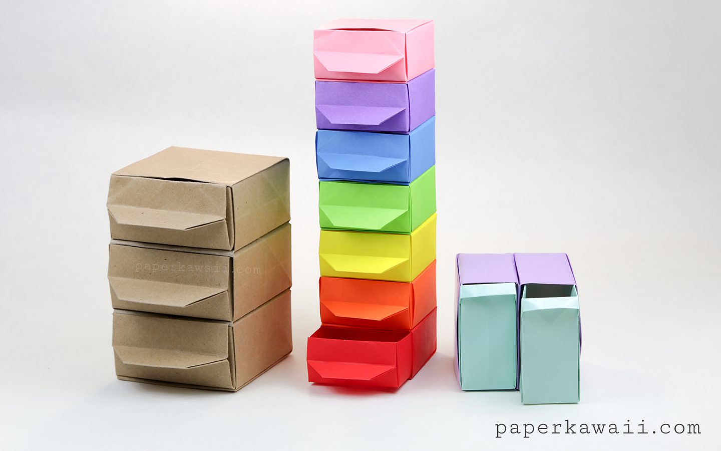 origami pull-out drawers - PaperKawaii