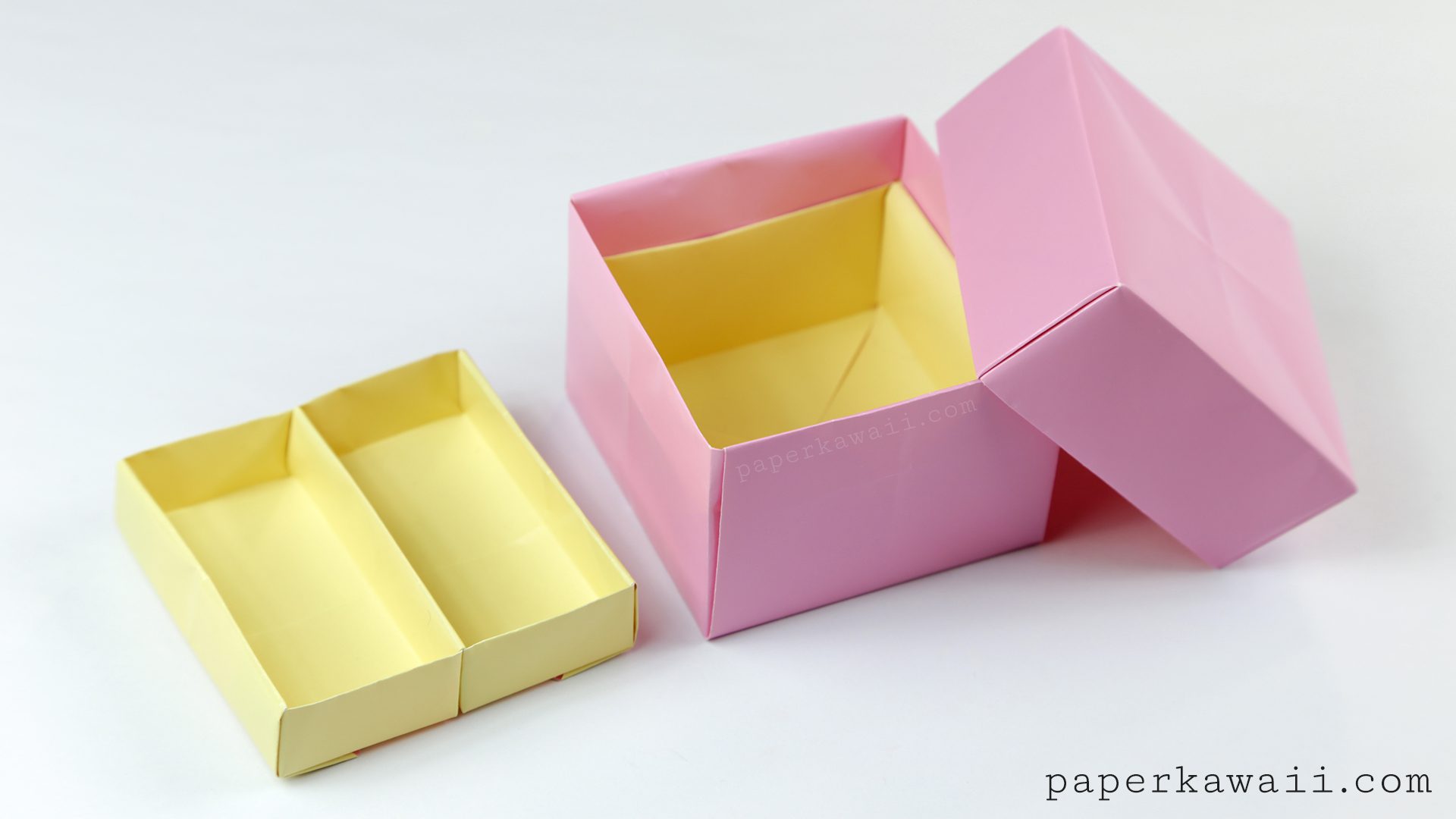 Origami 2 Tier Box Tutorial - Toolbox with Lift-out Tray - Pink and Yellow