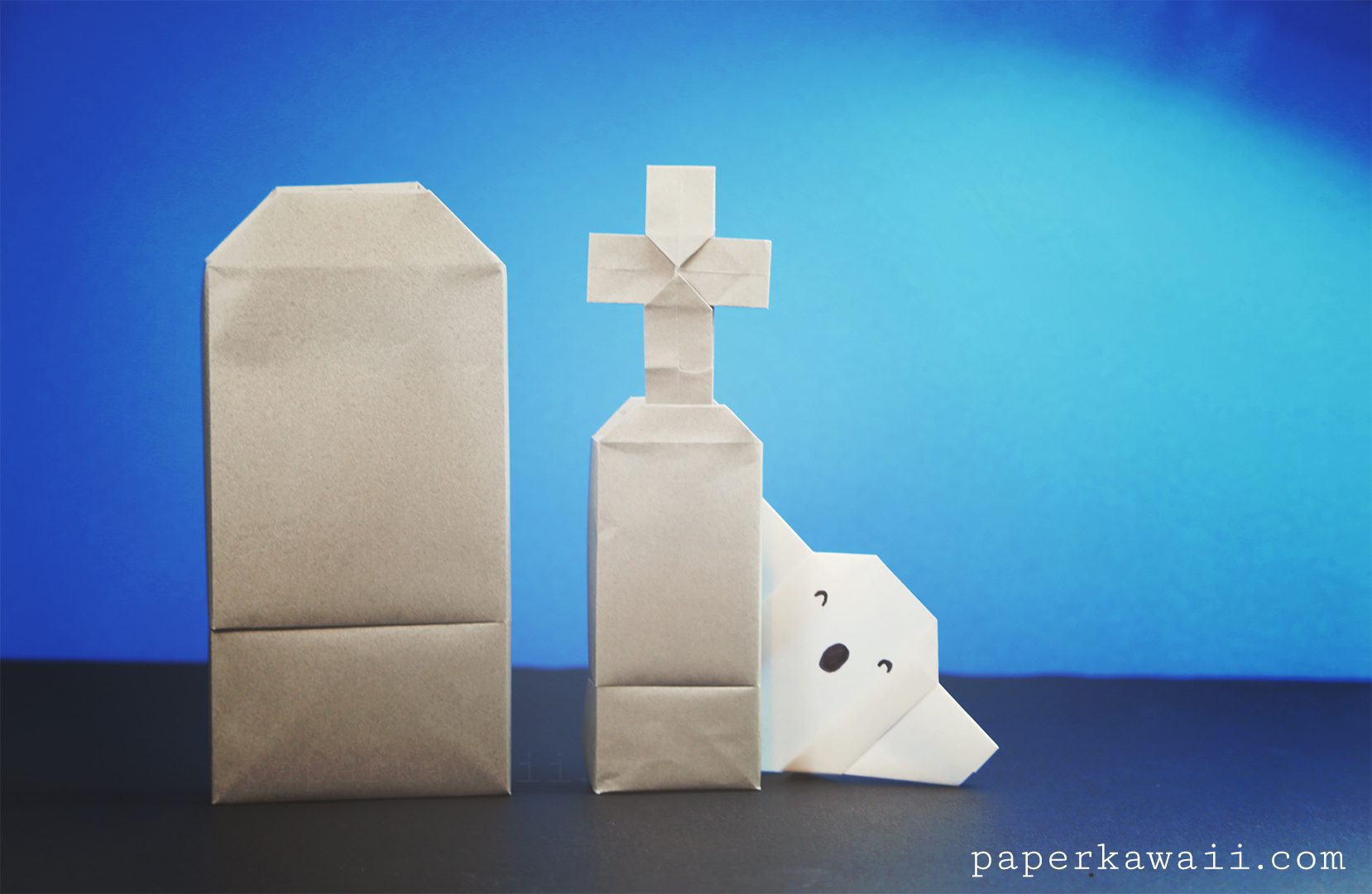 Origami Grave Stone Box - Halloween Origami
