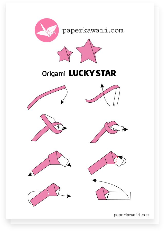 Easy Origami Lucky Star Diagram - Paper Kawaii Shop