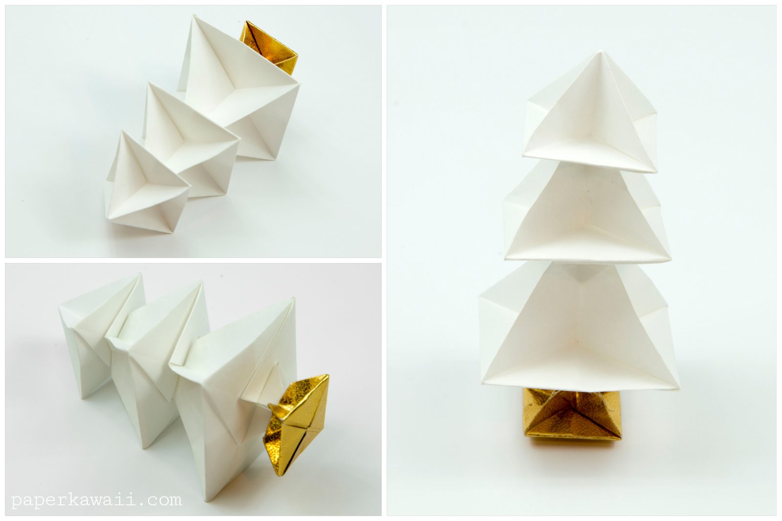 Stacked white origami Christmas tree!origami-christmas-tree-kawaii-00