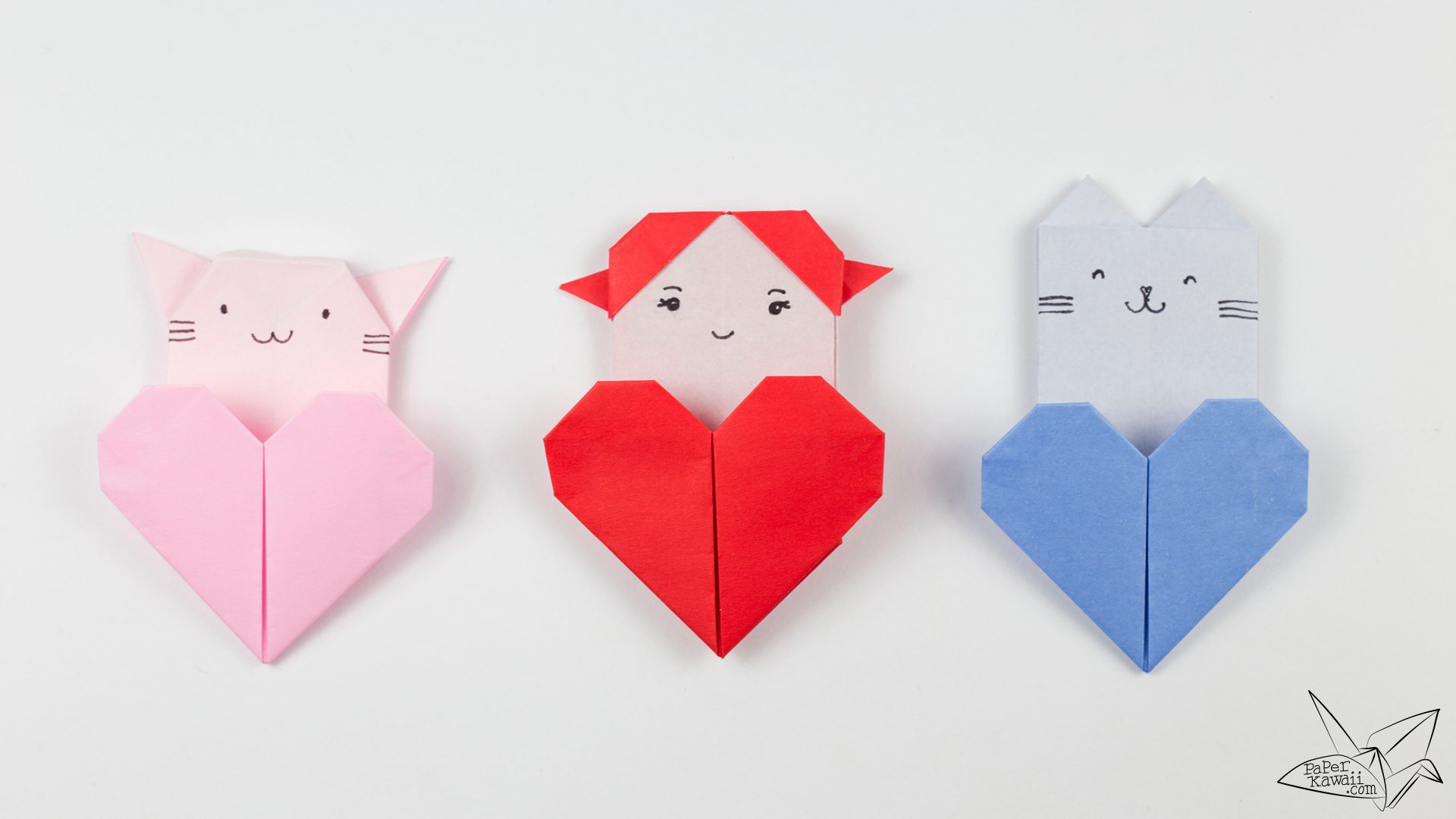 Origami Cat Heart Tutorial - Origami Heart Pocket