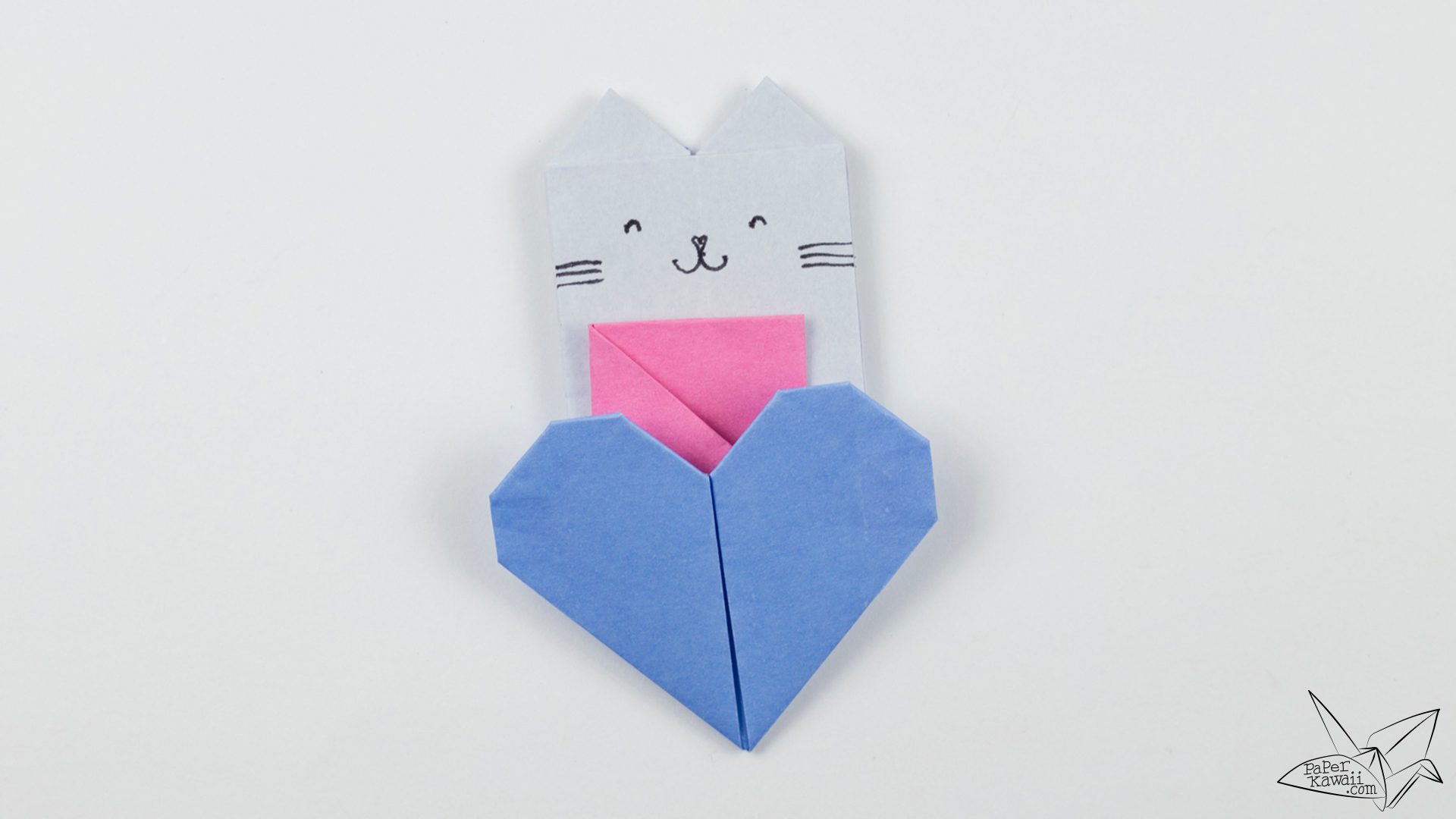 Origami Cat Heart Tutorial - Origami Heart Pocket