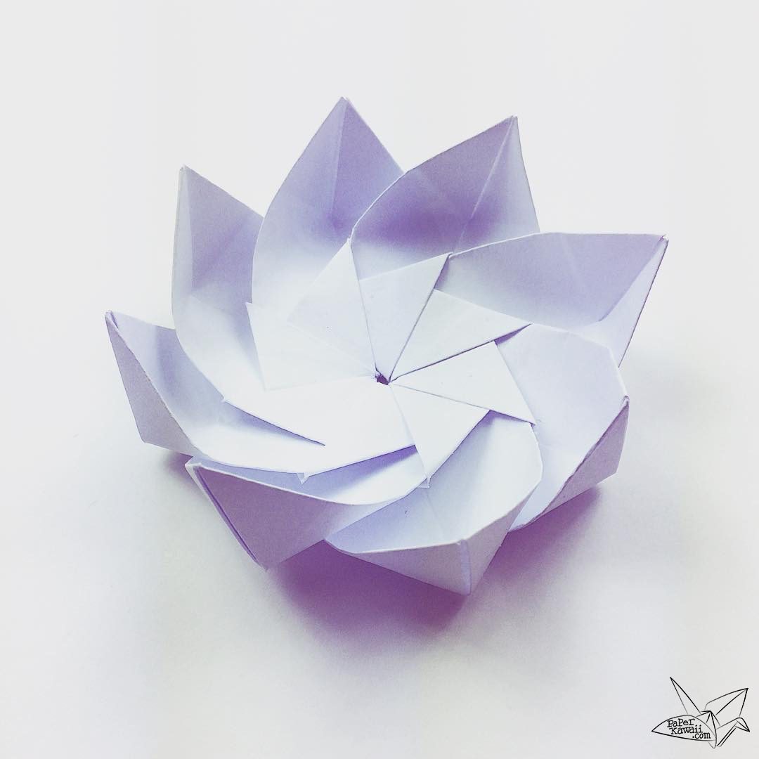 White Modular Origami Lotus Paper Kawaii