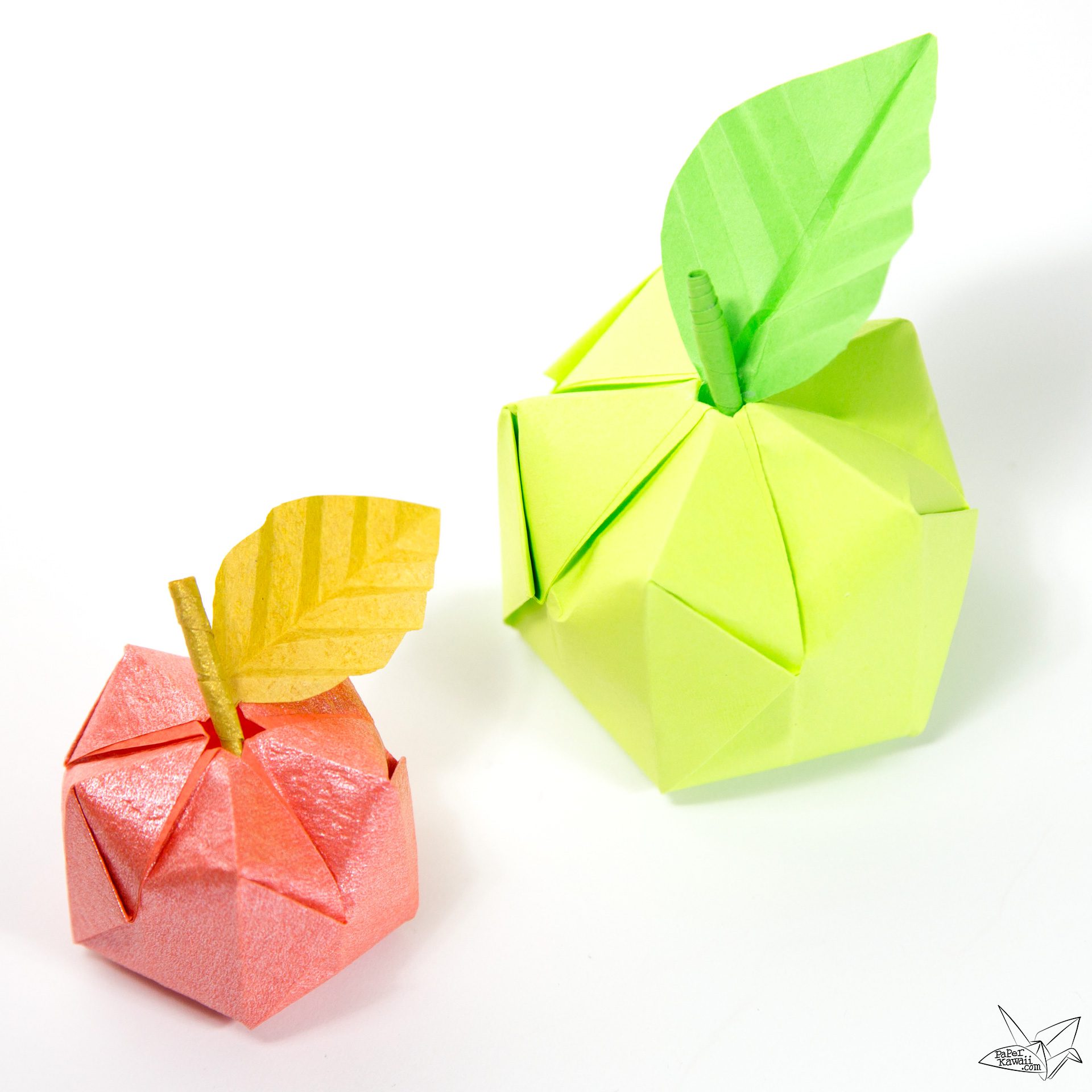 3D Origami Apple Leaf Tutorial Paper Kawaii