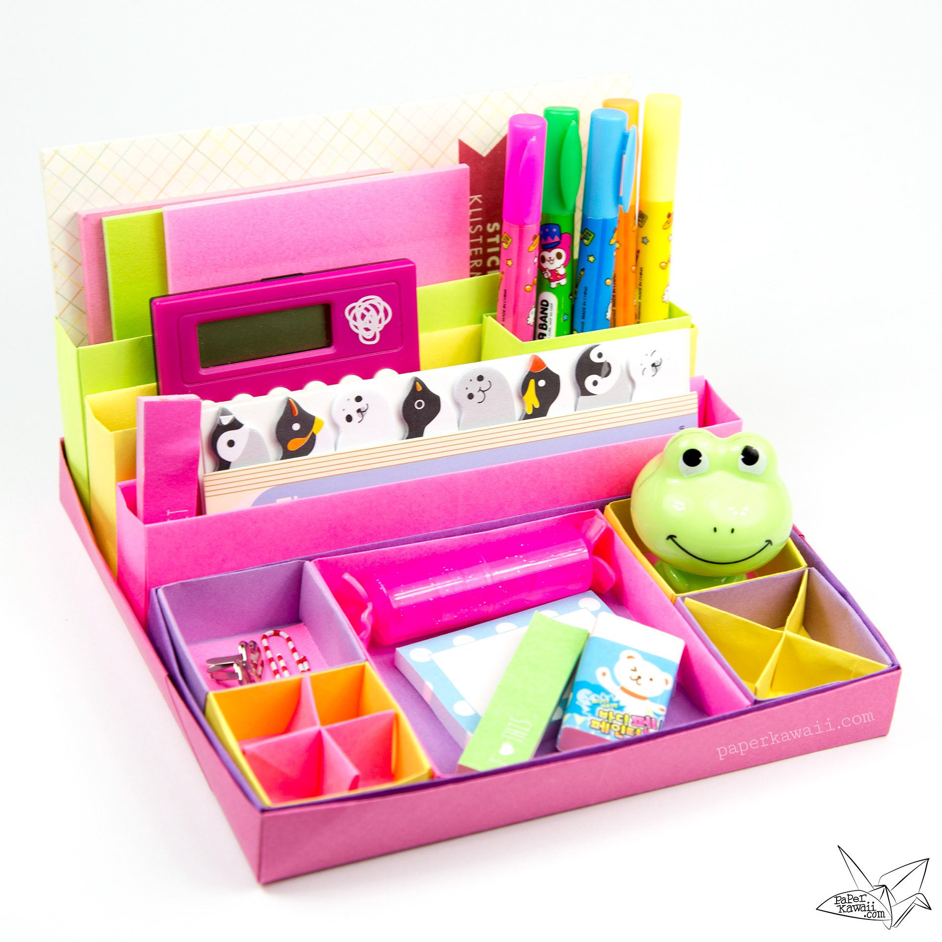 Origami Desk Organiser Tutorial Paper Kawaii 01