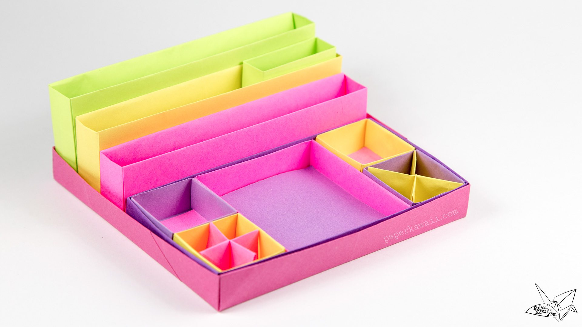 Origami Desk Organiser Tutorial Paper Kawaii 06