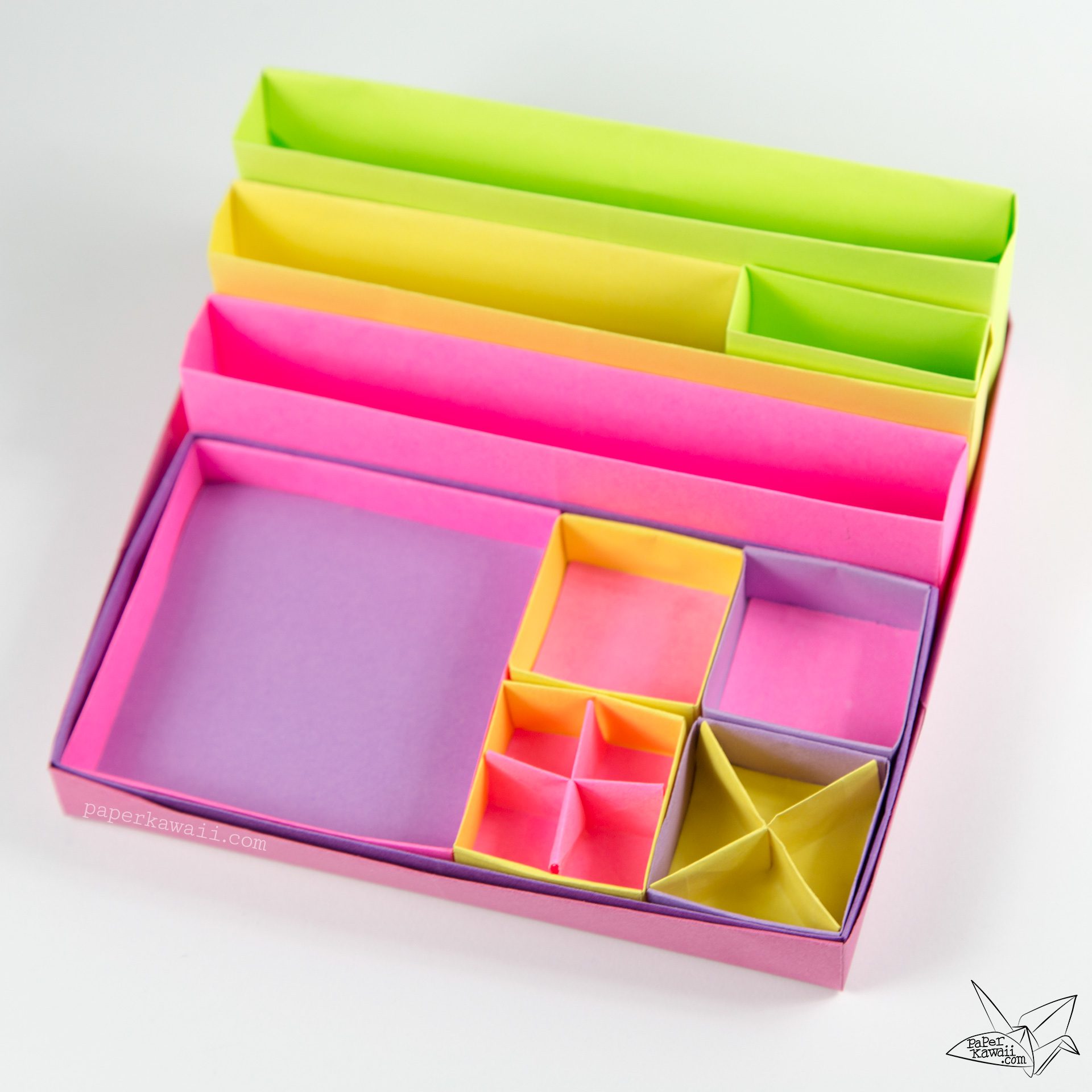 Origami Desk Organiser Tutorial Paper Kawaii 08