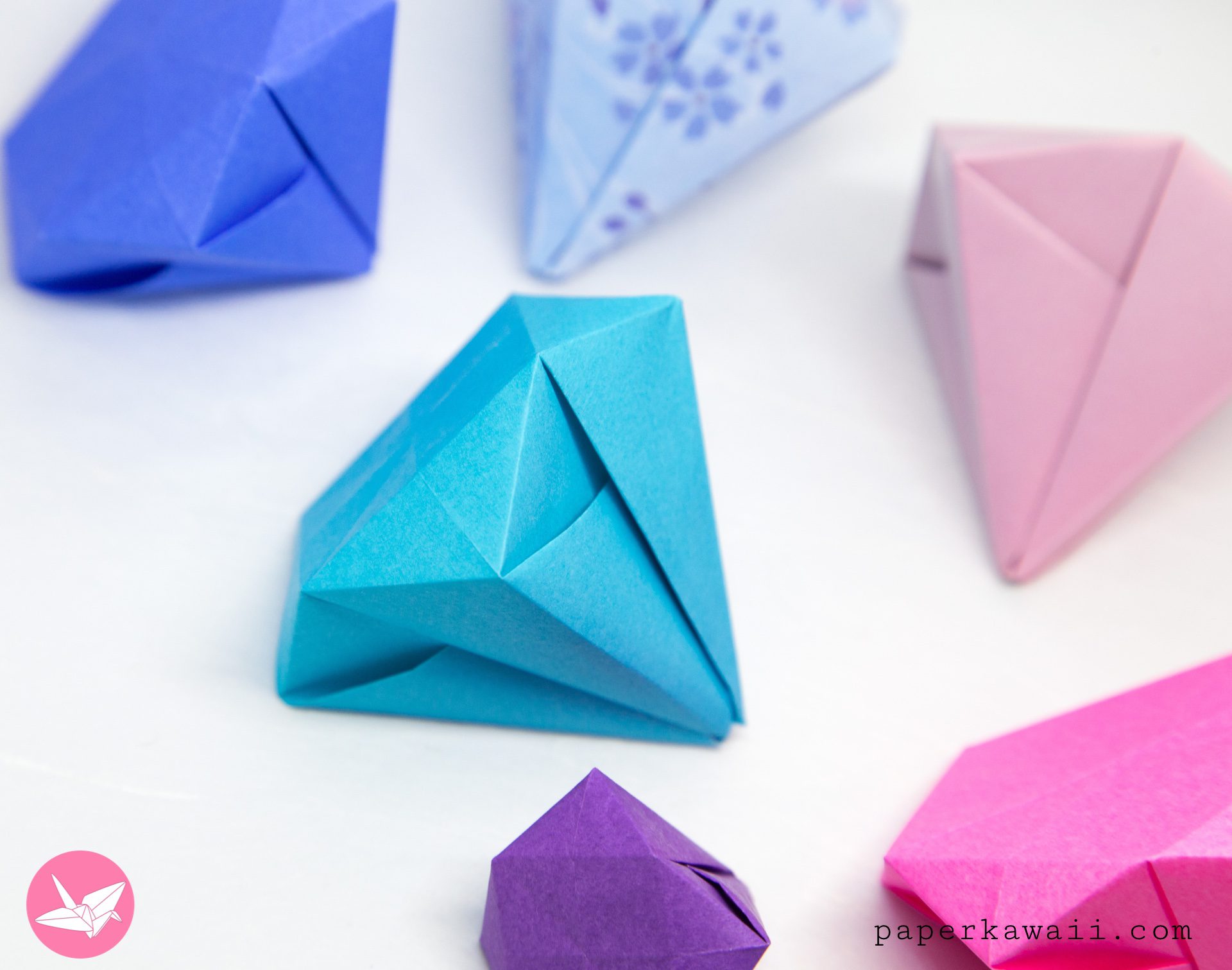 Easy Origami Diamond Tutorial - Simple Gem - Paper Kawaii