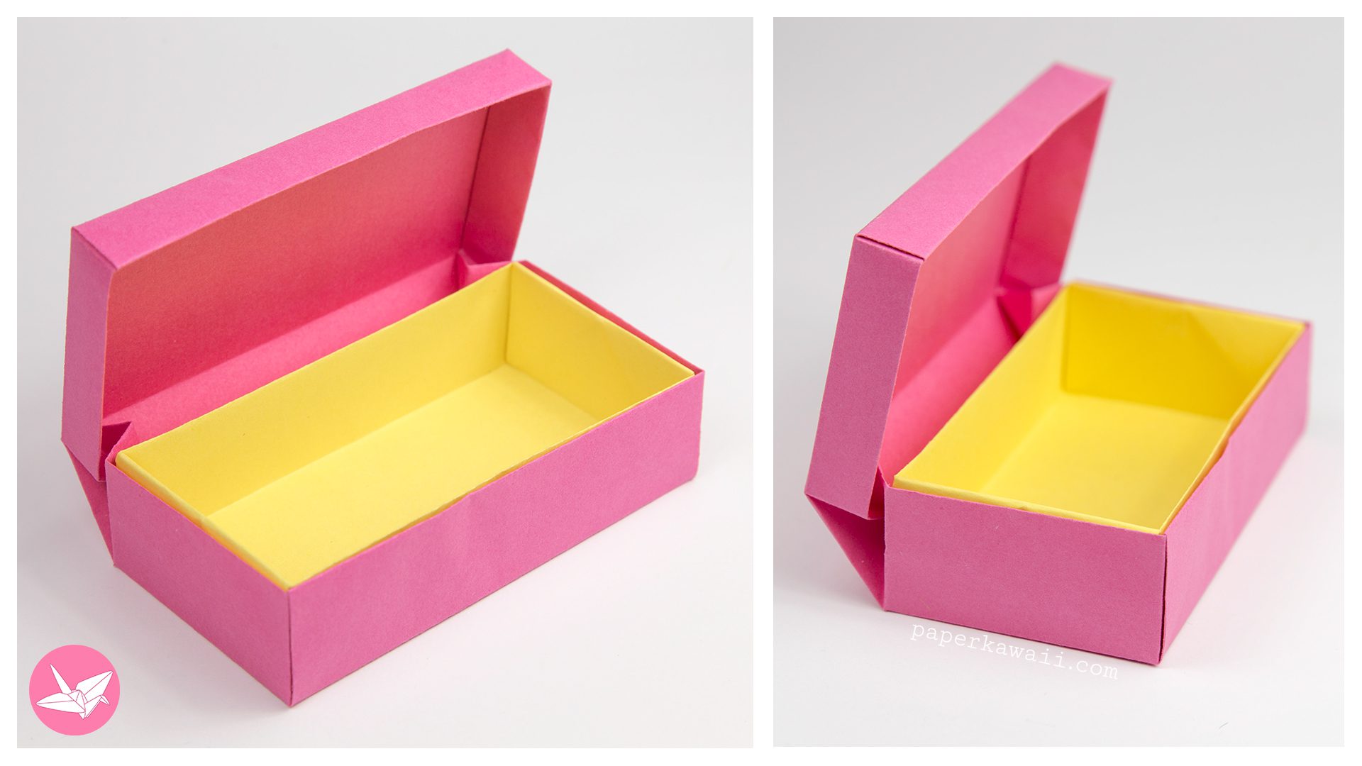 Origami Long Hinged Box Tutorial Paper Kawaii 01