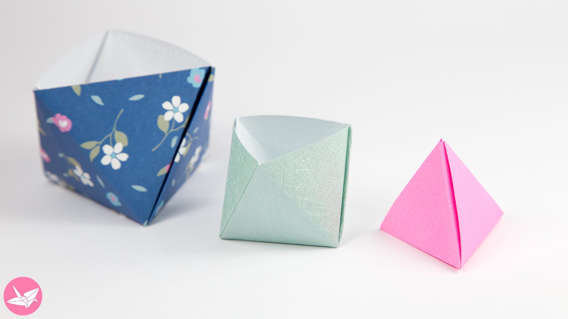 Origami Pyramid Box Tutorial Paper Kawaii 01 Squashed
