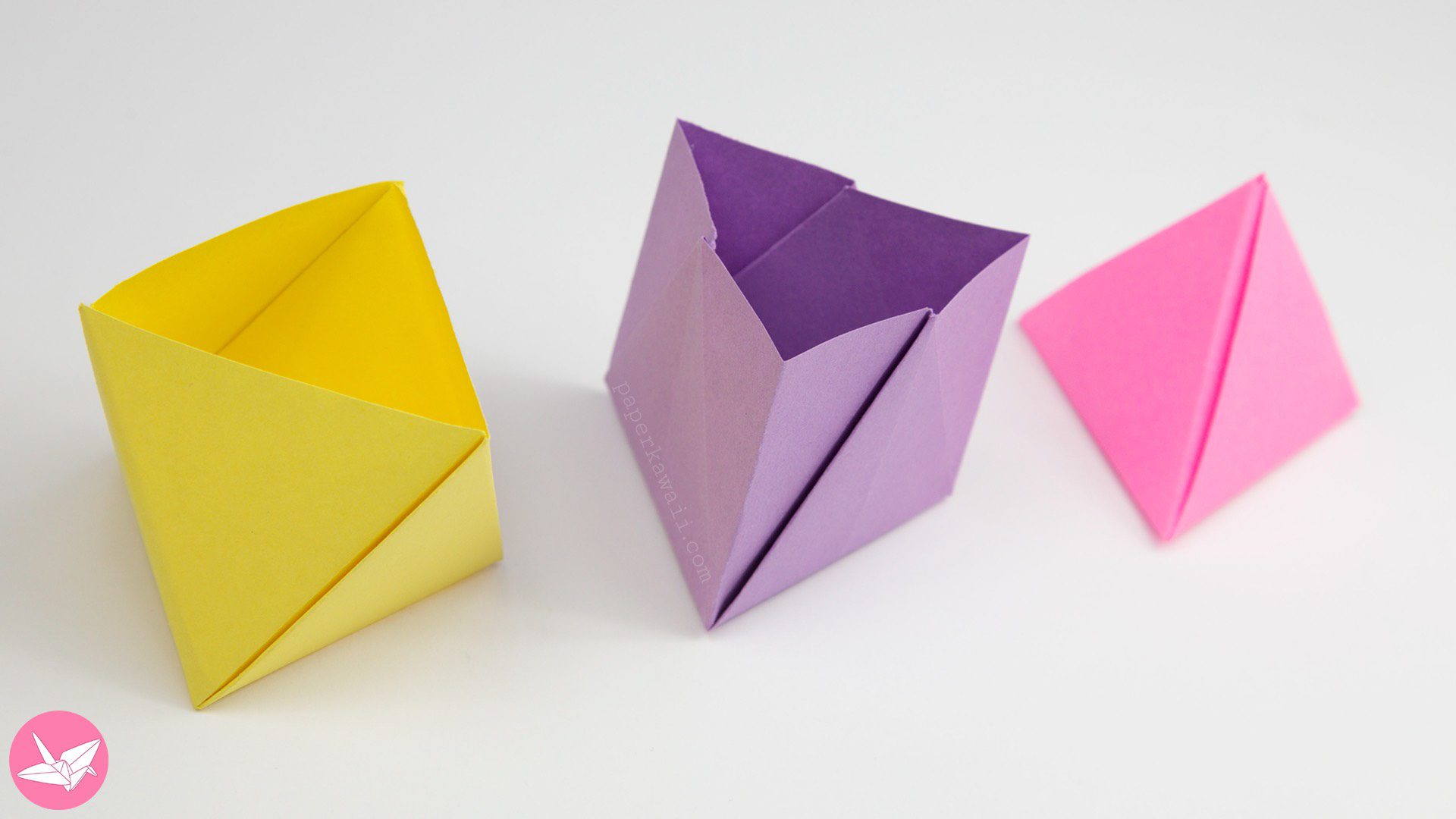 Origami Pyramid Box Tutorial Paper Kawaii 03 Squashed