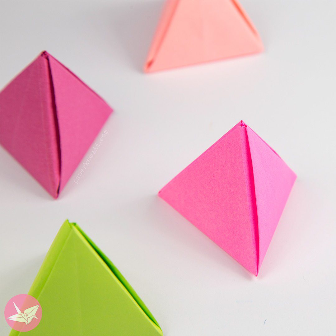 Origami Pyramid Box Tutorial Paper Kawaii 05 Squashed