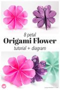 8 Petal Origami Flower Tutorial Paper Kawaii Pin