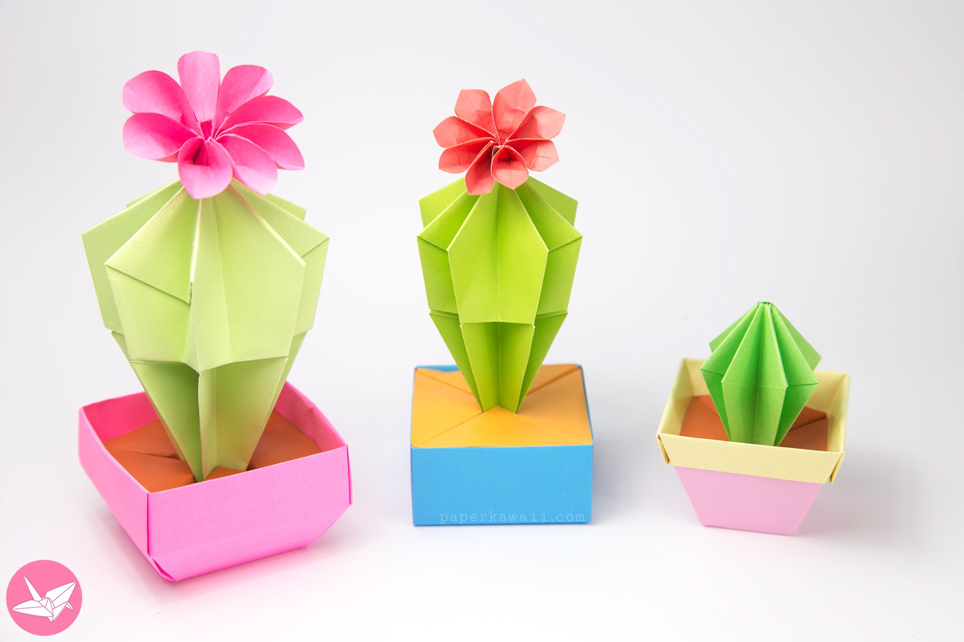 Origami Cactus With Flower Tutorial Paper Kawaii 03