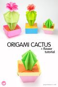 Origami Cactus With Flower Tutorial Paper Kawaii Pin 120x180
