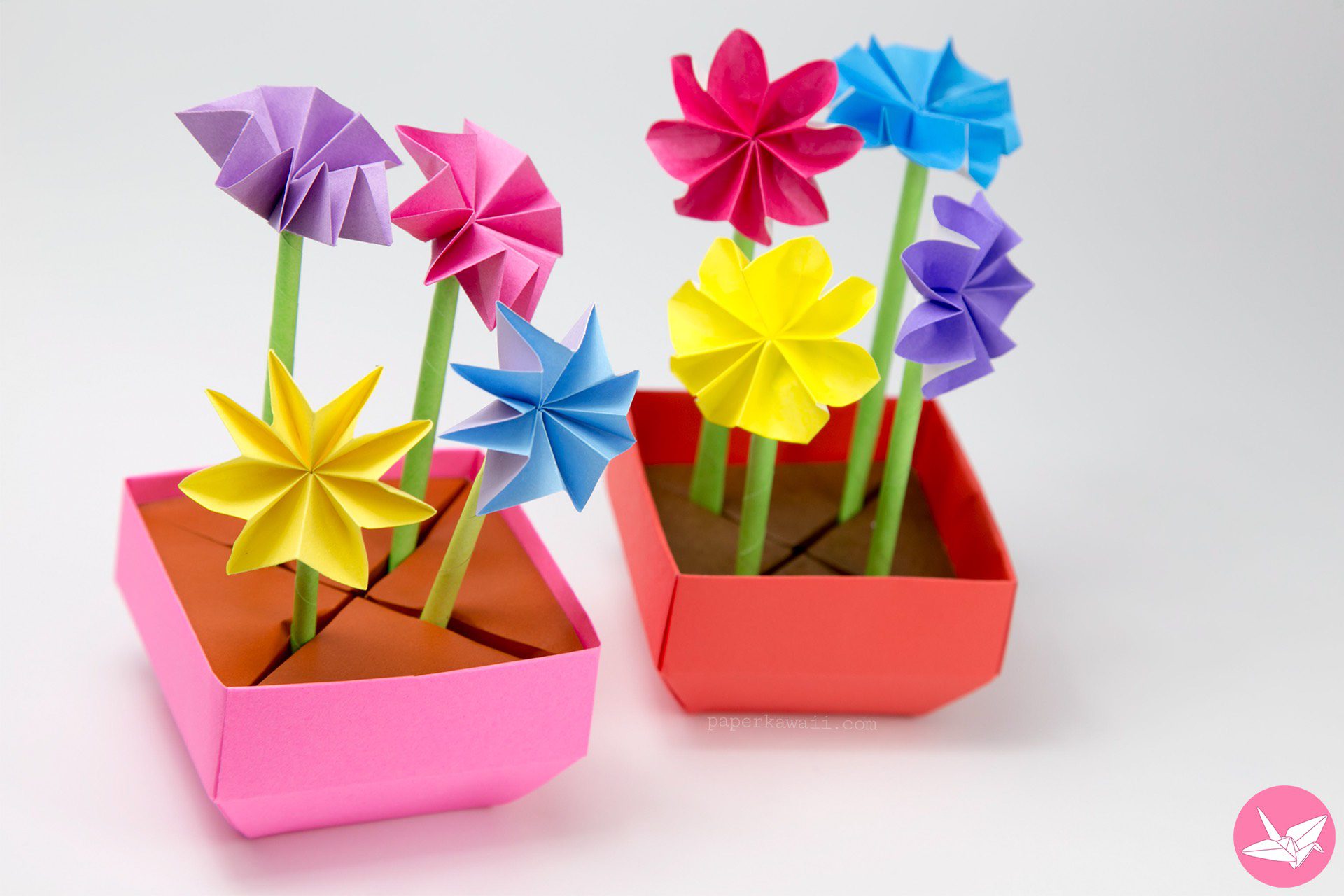Origami Flower Pot Tutorial Paper Kawaii 01