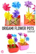 Origami Flower Pot Tutorial Paper Kawaii Pin 120x180