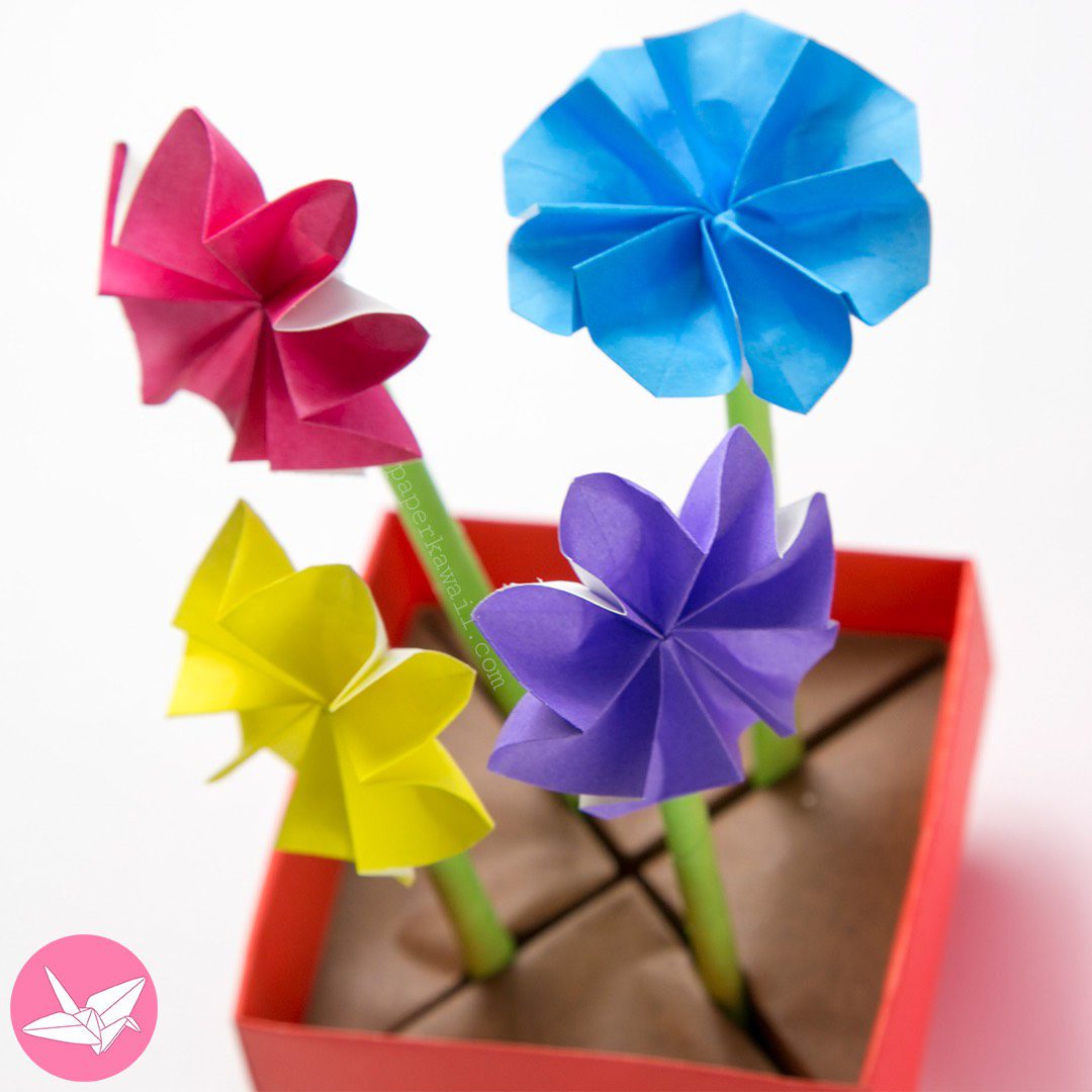Origami Flowerpot Tutorial Paper Kawaii 02