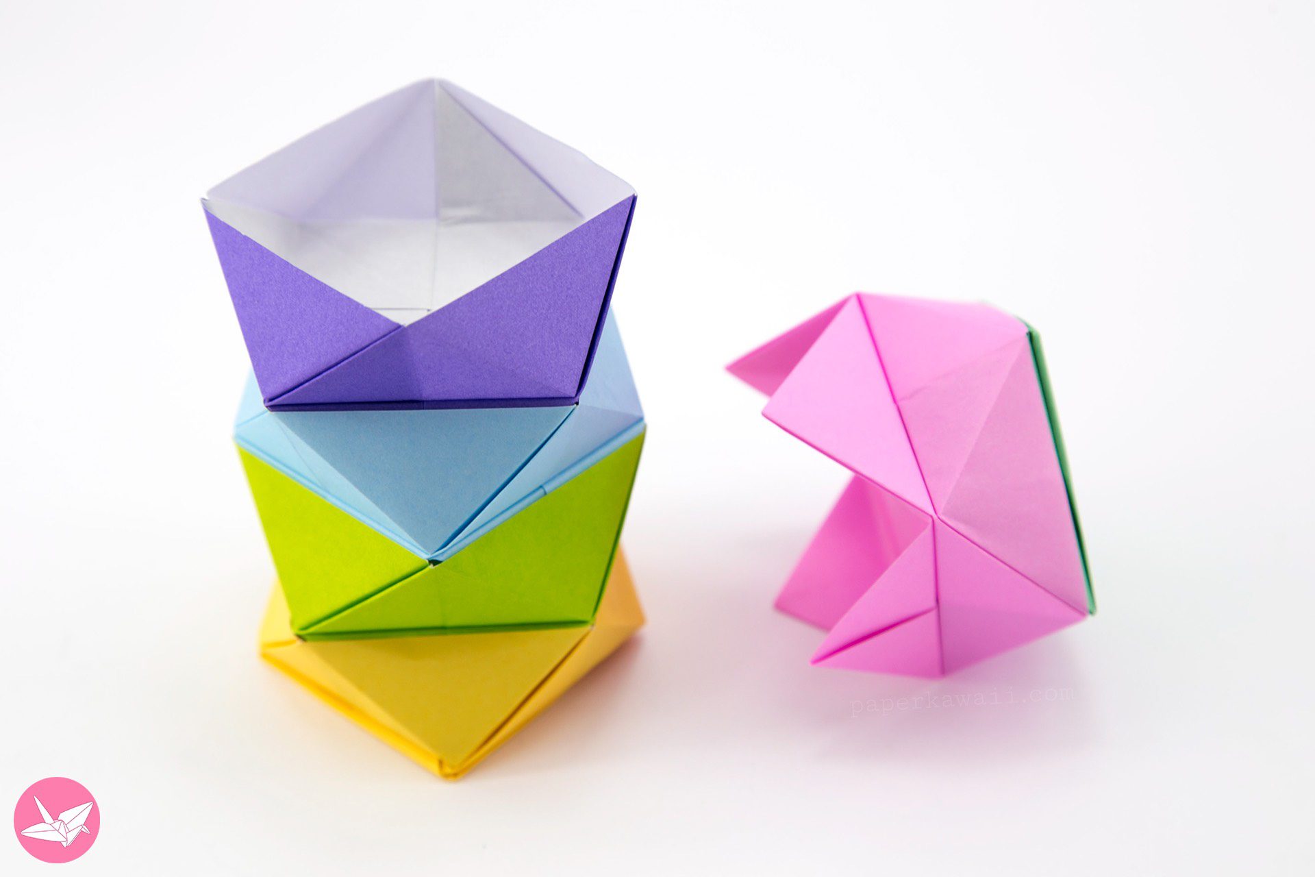 Origami Stacking Boxes Tutorial Paper Kawaii 01