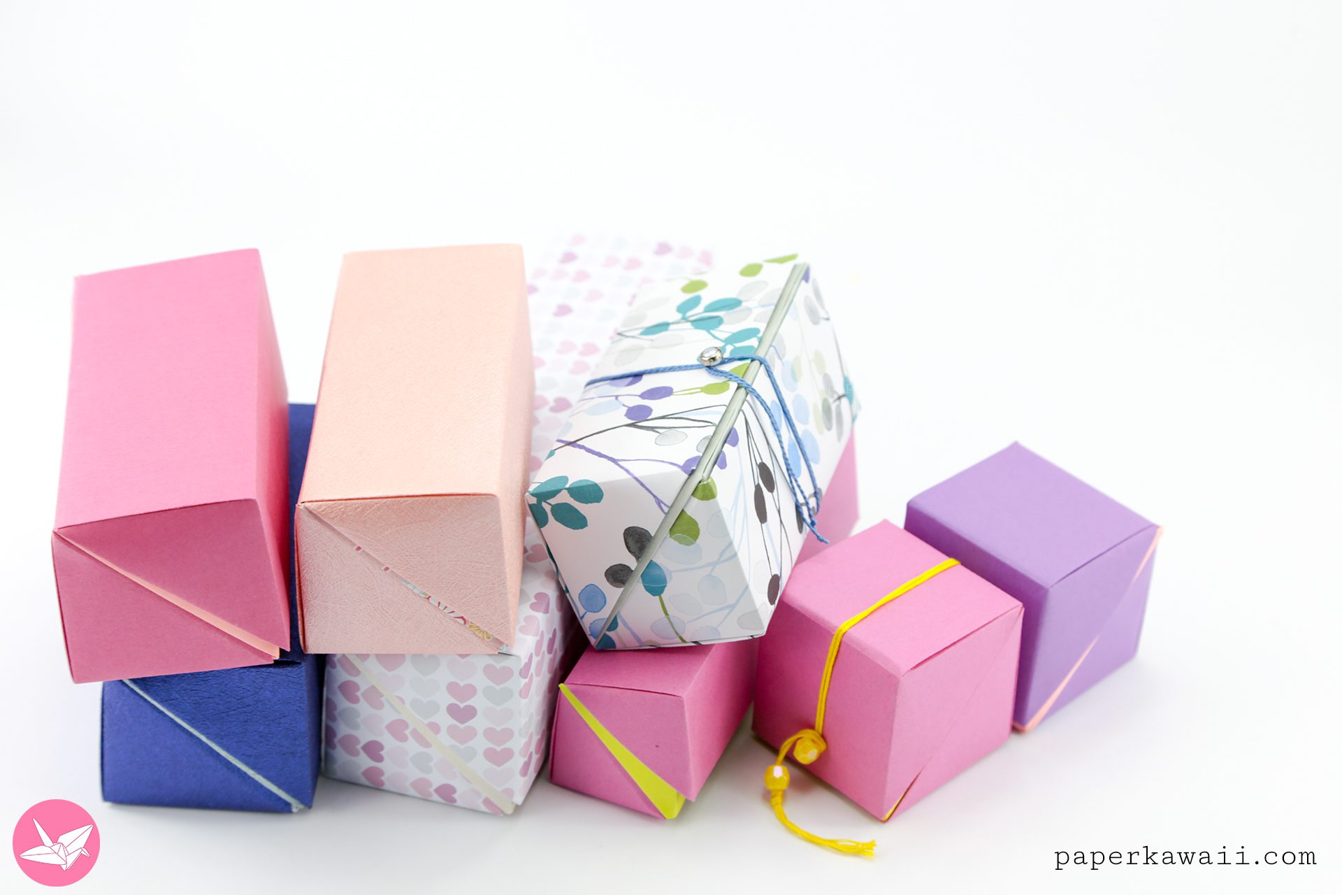 Origami Hinged Lid Gift Box Paper Kawaii 01