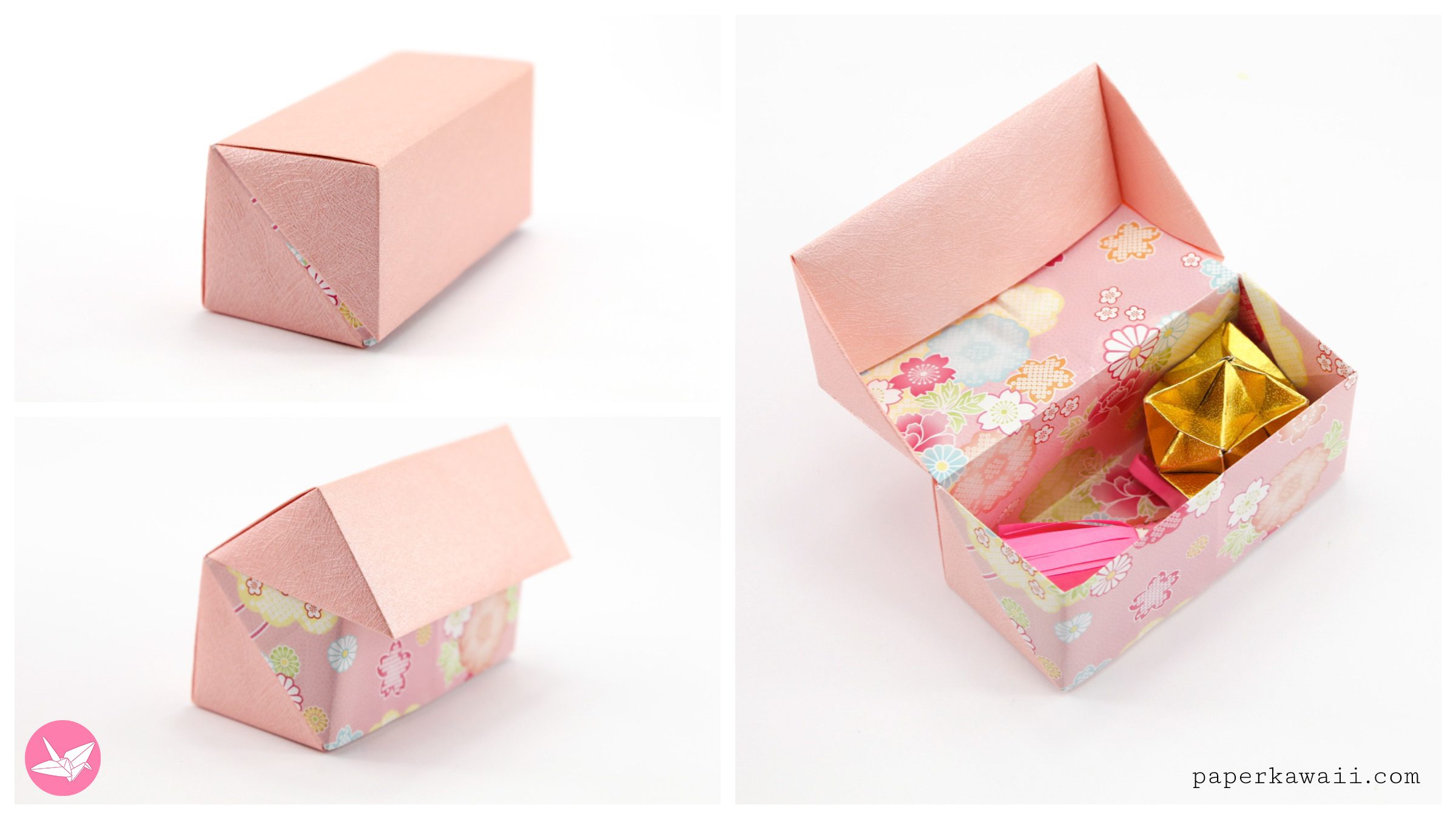 Origami Medium Hinged Lid Gift Box Paper Kawaii 01