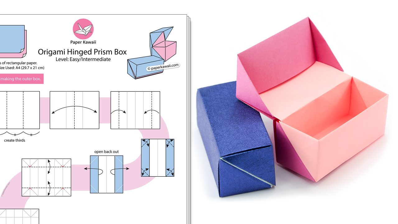 Hinged Prism Box Paper Kawaii