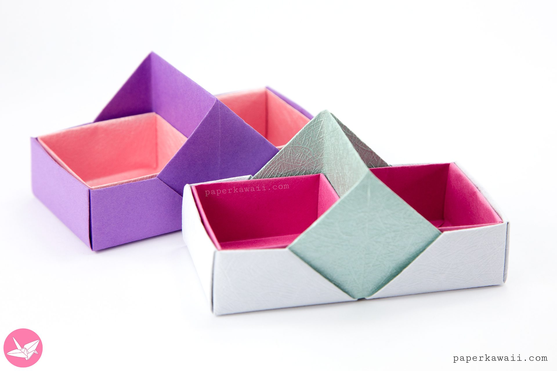 Origami 2 Section Tray Box Paper Kawaii 01