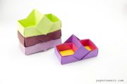 Origami 2 Section Tray Box Paper Kawaii 02