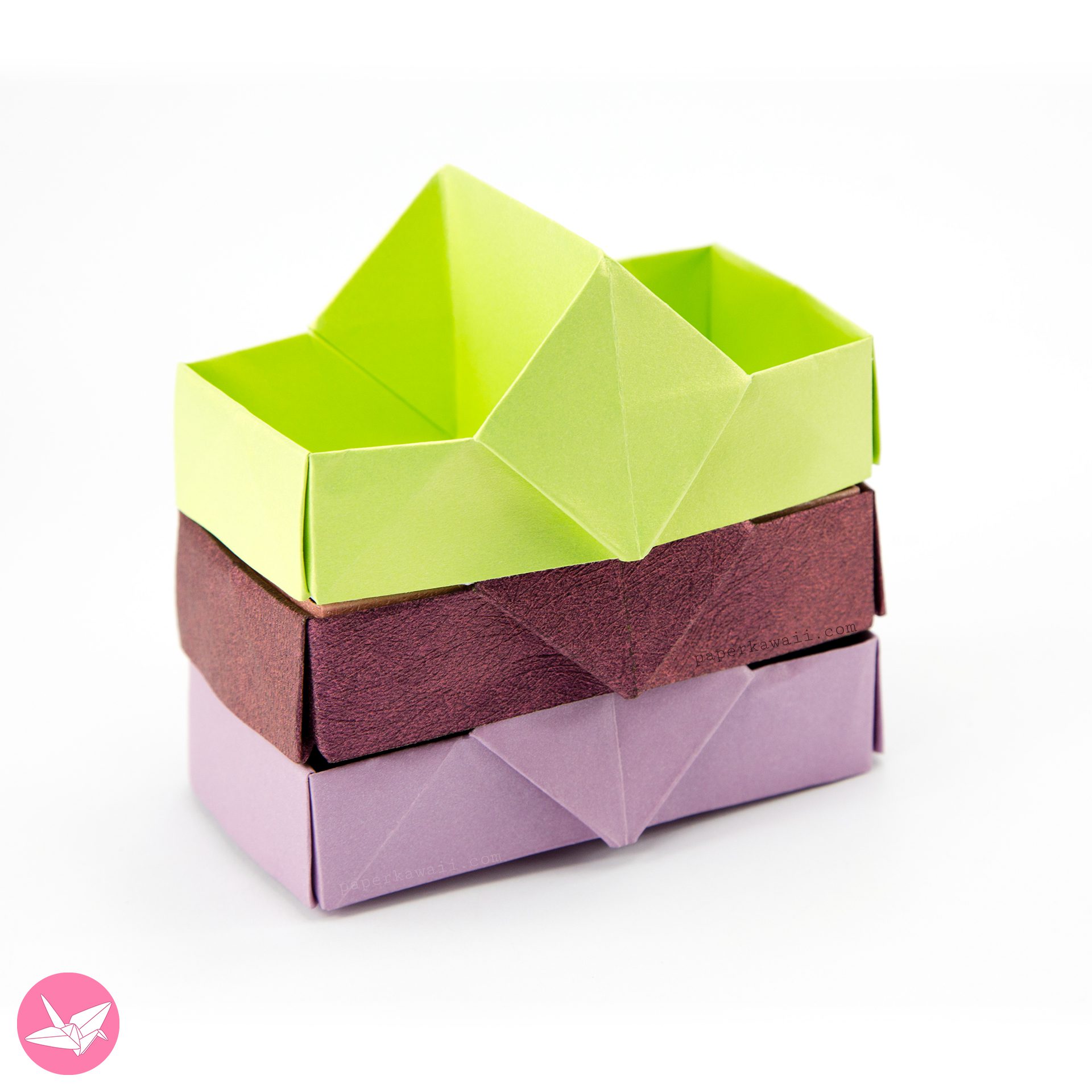 Origami 2 Section Tray Box Paper Kawaii 05