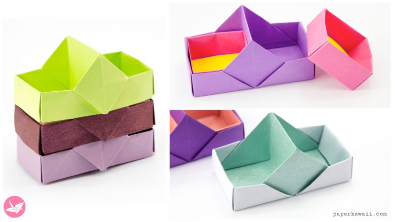 Origami 2 Section Tray Box Paper Kawaii 08 800x450