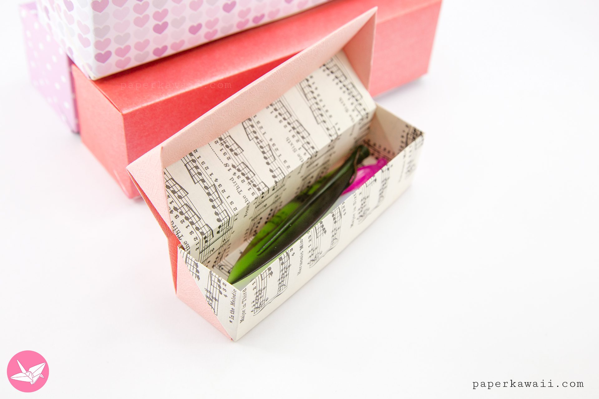 Origami Hinged Gift Box Long Paper Kawaii 01