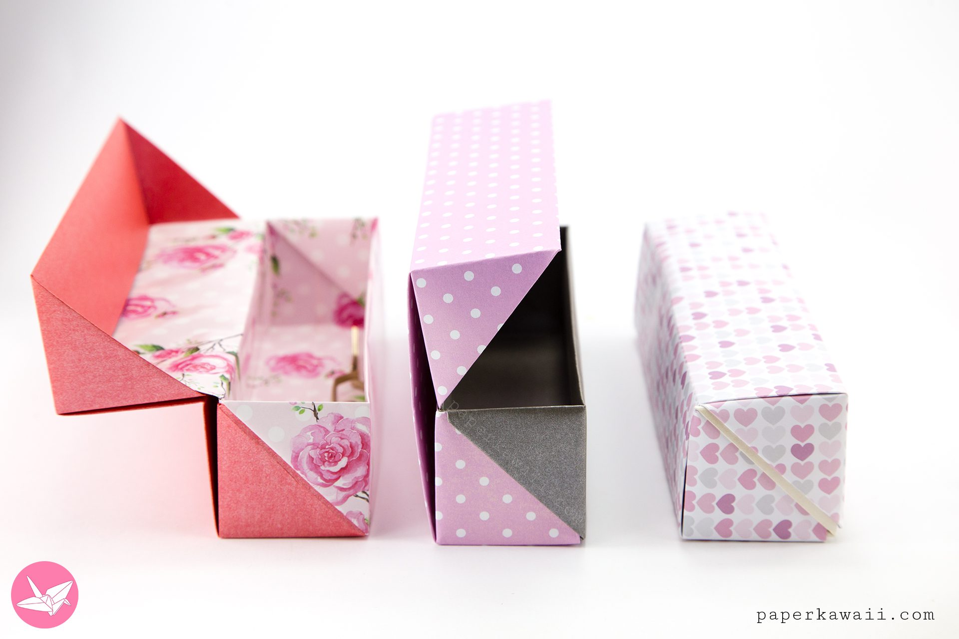 Origami Hinged Gift Box Long Paper Kawaii 02