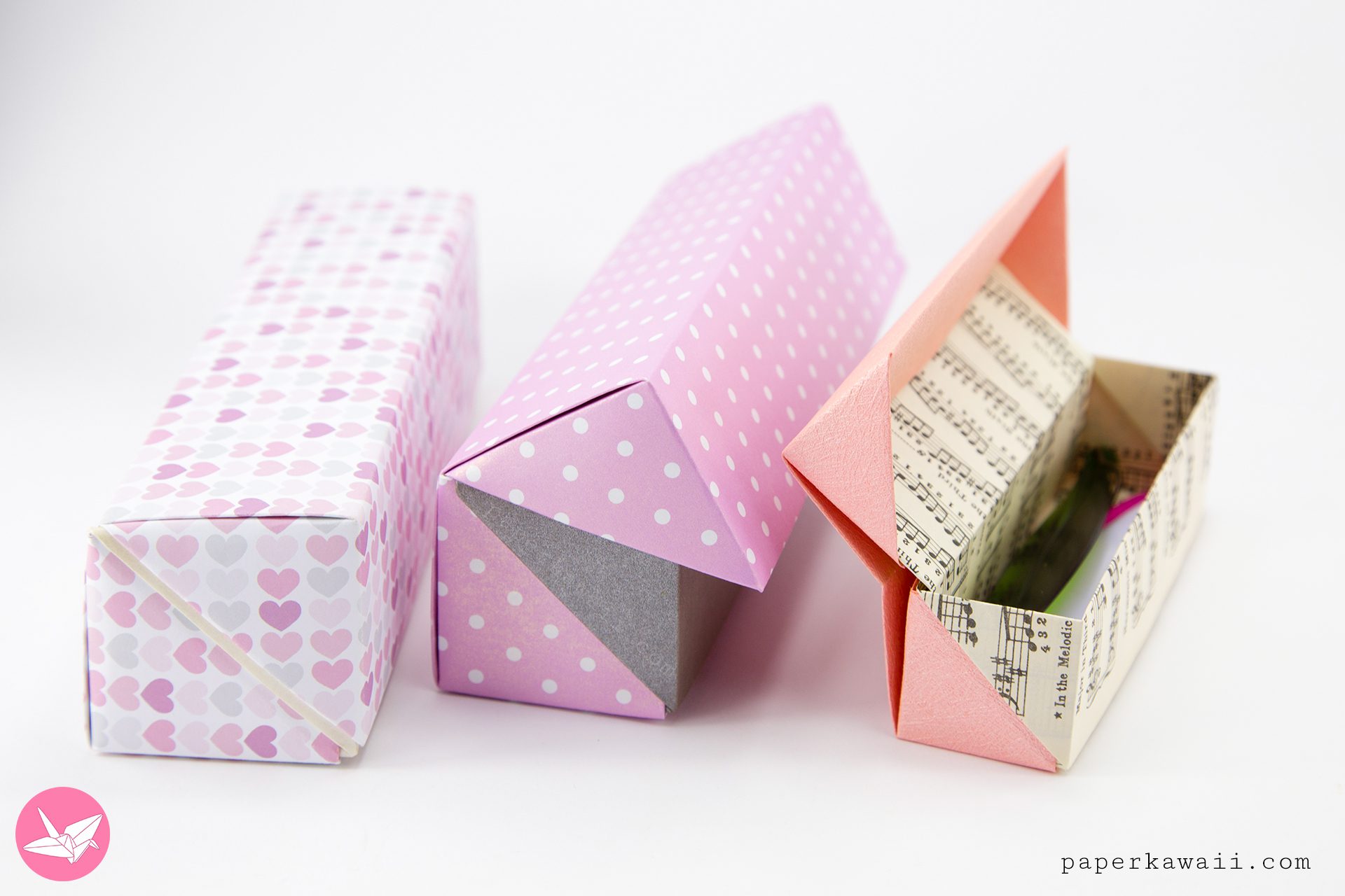 Origami Hinged Gift Box Long Paper Kawaii 03