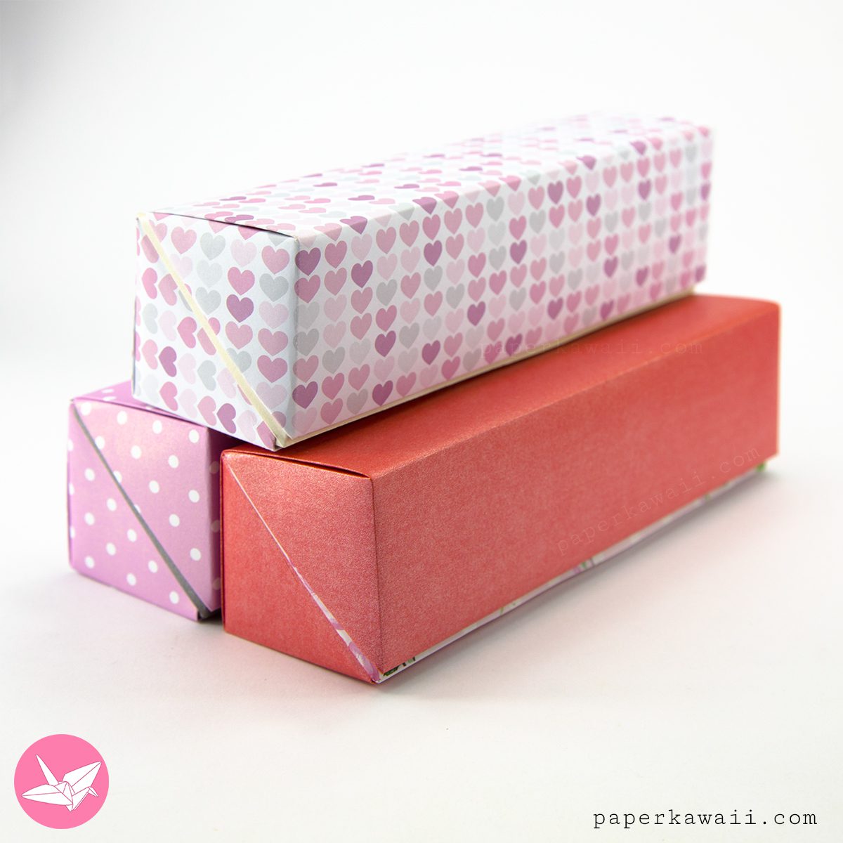 Origami Hinged Gift Box Long Paper Kawaii 05